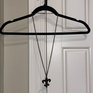 Black Fleur-de-Lis Pendant Necklace